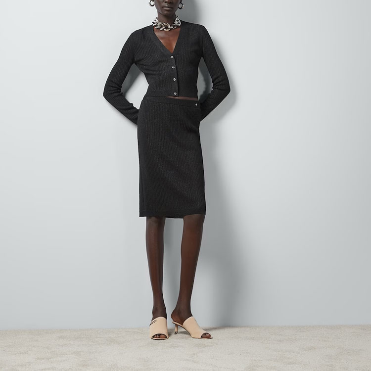 (Women) GUCCI  Black Mid-Waist Knit Elastic Casual Skirt. 764631-XKDP8-1000 圖 3