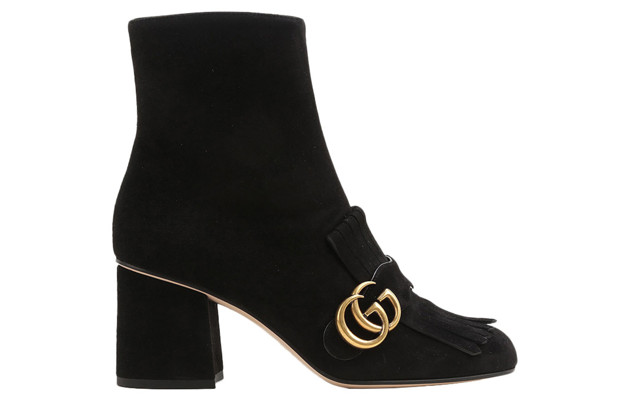 Order GUCCI 古馳 增高保暖尖頭休閒短靴 7.5cm 女款 黑色