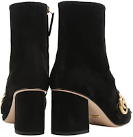 Shop GUCCI 古馳 增高保暖尖頭休閒短靴 7.5cm 女款 黑色