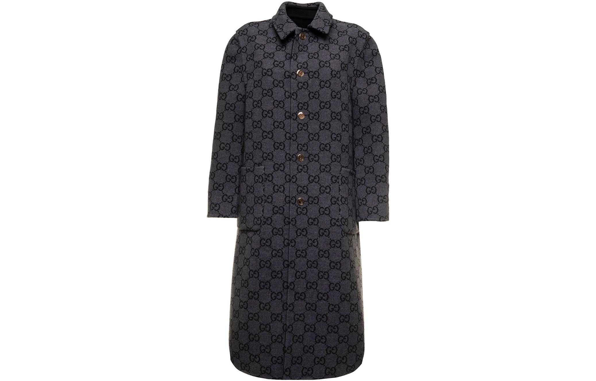 Lookbook (W) 구찌 블랙 싱글브레스트 솔리드 양면 캐주얼 코트. 695094-ZAIYP-1189