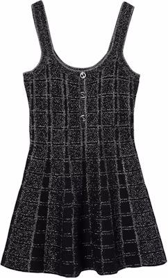 (W) GUCCI Hitam Tanpa Lengan Plaid Jacquard Flared Slip Dress FW24 812132-XKEDI-1138 Buy (W) GUCCI Hitam Tanpa Lengan Plaid Jacquard Flared Slip Dress FW24 812132-XKEDI-1138