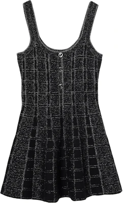 (W) GUCCI Hitam Tanpa Lengan Plaid Jacquard Flared Slip Dress FW24 812132-XKEDI-1138 Order (W) GUCCI Hitam Tanpa Lengan Plaid Jacquard Flared Slip Dress FW24 812132-XKEDI-1138