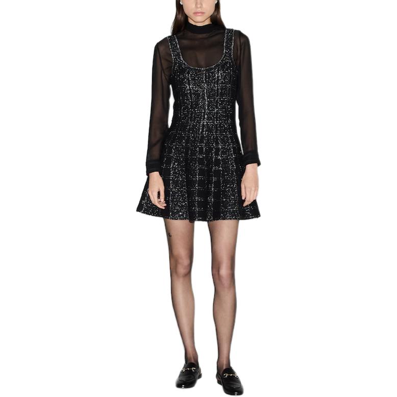 (Women) GUCCI  Black Sleeveless Plaid Jacquard Flared Slip Dress FW24 812132-XKEDI-1138 圖 3