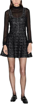 (W) GUCCI Hitam Tanpa Lengan Plaid Jacquard Flared Slip Dress FW24 812132-XKEDI-1138 Lookbook (W) GUCCI Hitam Tanpa Lengan Plaid Jacquard Flared Slip Dress FW24 812132-XKEDI-1138