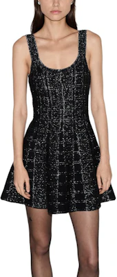 (W) GUCCI Hitam Tanpa Lengan Plaid Jacquard Flared Slip Dress FW24 812132-XKEDI-1138 Shop (W) GUCCI Hitam Tanpa Lengan Plaid Jacquard Flared Slip Dress FW24 812132-XKEDI-1138