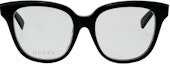 Shop (W) GUCCI 黑色方框光学眼镜 带侧边标志细节 GG1173OA-001 53