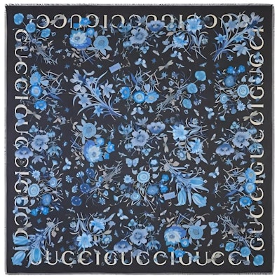 (Women) GUCCI Blue Printed Cotton Cashmere Scarf 7906583GALD1068 Buy (Women) GUCCI Blue Printed Cotton Cashmere Scarf 7906583GALD1068