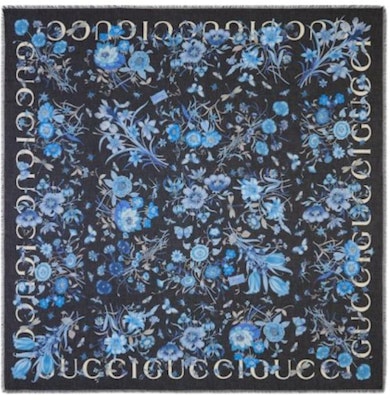 (Women) GUCCI Blue Printed Cotton Cashmere Scarf 7906583GALD1068 Order (Women) GUCCI Blue Printed Cotton Cashmere Scarf 7906583GALD1068