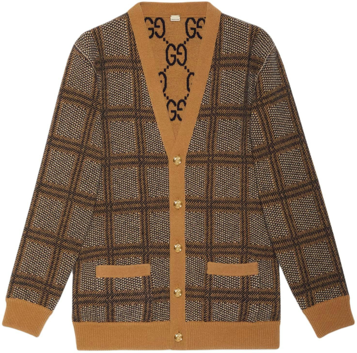 women-gucci-brown-logo-embroidered-checkered-v-neck-button-long-sleeve-sweater-773903-xkdvd-2420