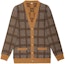 Order (Women) GUCCI Brown Logo Embroidered Checkered V-Neck Button Long Sleeve Sweater. 773903-XKDVD-2420