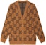 Lookbook (Women) GUCCI Brown Logo Embroidered Checkered V-Neck Button Long Sleeve Sweater. 773903-XKDVD-2420
