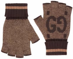 (Women) GUCCI Brown Wool/Cashmere Knit Logo Warm Gloves 726586-3G344-9764 (Women) GUCCI Brown Wool/Cashmere Knit Logo Warm Gloves 726586-3G344-9764