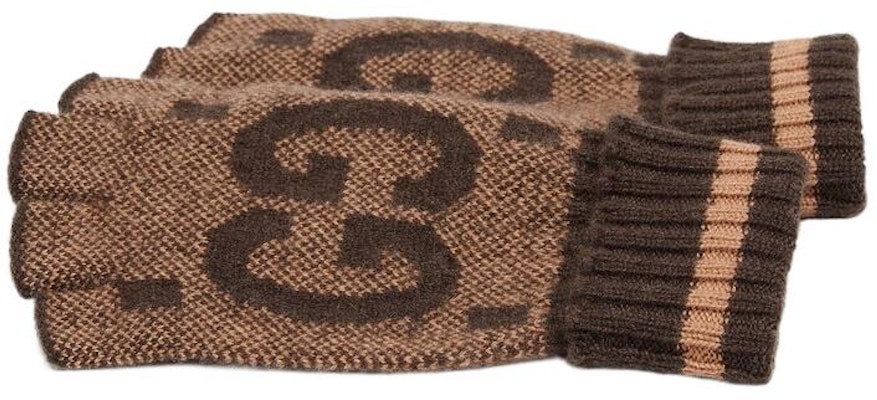 (W) GUCCI ブラウン ウール/カシミヤ ニット ロゴ入り 暖かい手袋 726586-3G344-9764 Lookbook (W) GUCCI ブラウン ウール/カシミヤ ニット ロゴ入り 暖かい手袋 726586-3G344-9764