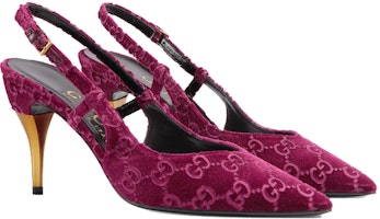 (W) 古驰绛红色天鹅绒高跟鞋 762381-FACMA-6112 Lookbook (W) 古驰绛红色天鹅绒高跟鞋 762381-FACMA-6112
