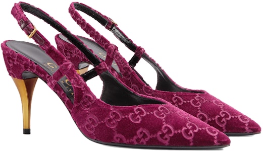 (W) グッチ バーガンディ ベルベット ハイヒール 762381-FACMA-6112 Lookbook (W) グッチ バーガンディ ベルベット ハイヒール 762381-FACMA-6112