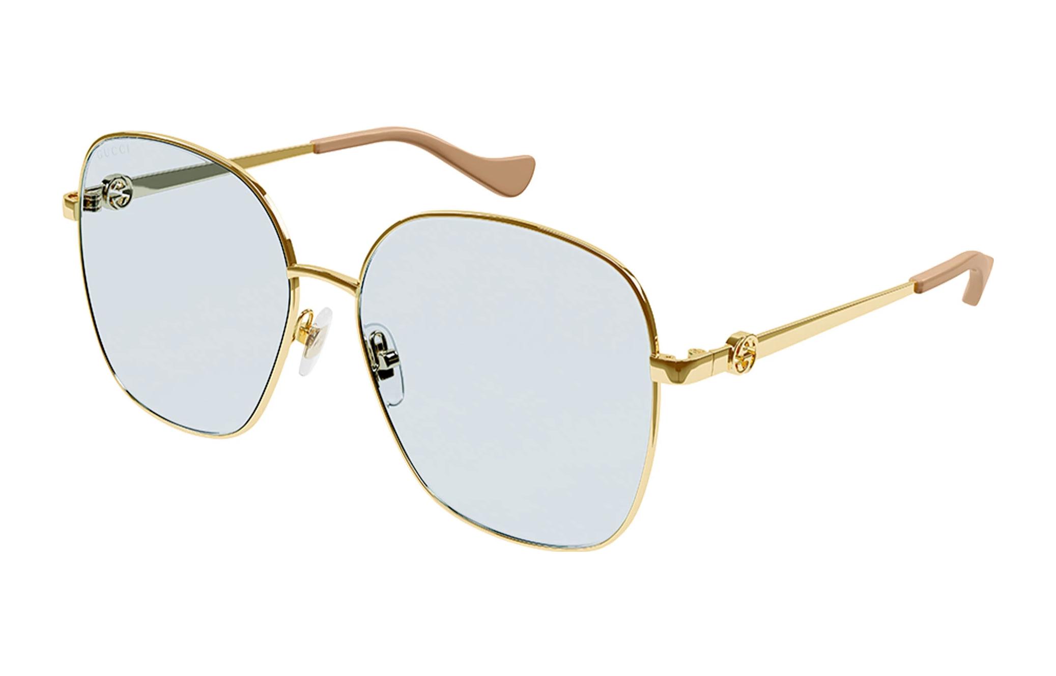 (Women) GUCCI  Butterfly Blue Lens Metal Frame Sunglasses - Elegant & Stylish GG1089SA004