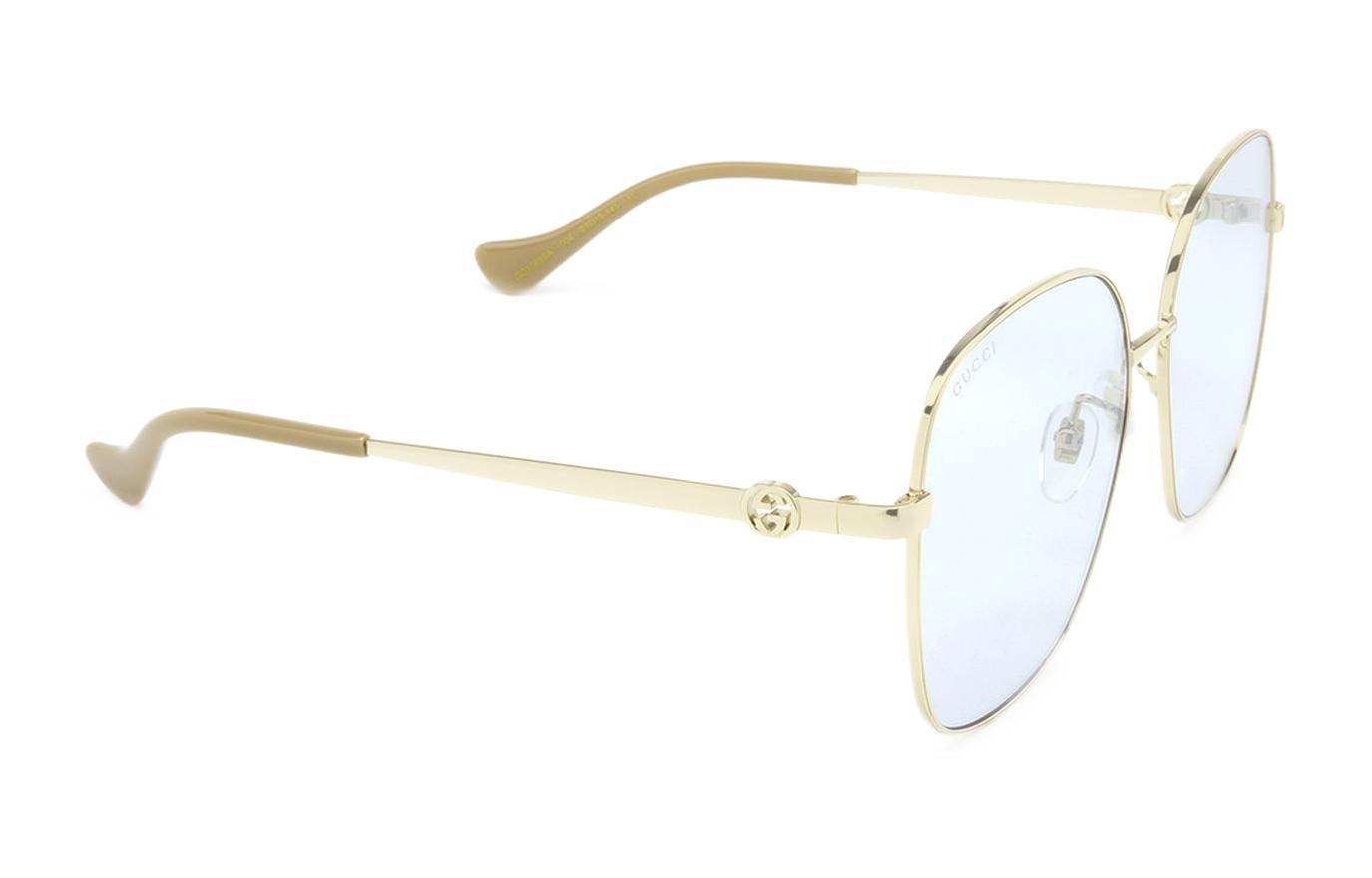 Shop (W) GUCCI 蝴蝶蓝色镜片金属框太阳镜 - 优雅时尚 GG1089SA004