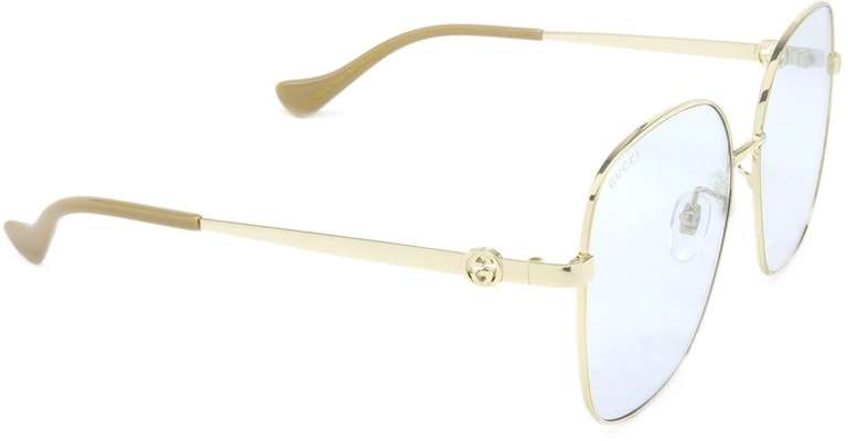 (W) GUCCI 蝴蝶蓝色镜片金属框太阳镜 - 优雅时尚 GG1089SA004 Shop (W) GUCCI 蝴蝶蓝色镜片金属框太阳镜 - 优雅时尚 GG1089SA004