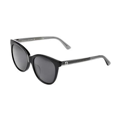 (Women) GUCCI Cat-Eye Black Acetate Sunglasses with Logo Details. GG0081SK-002