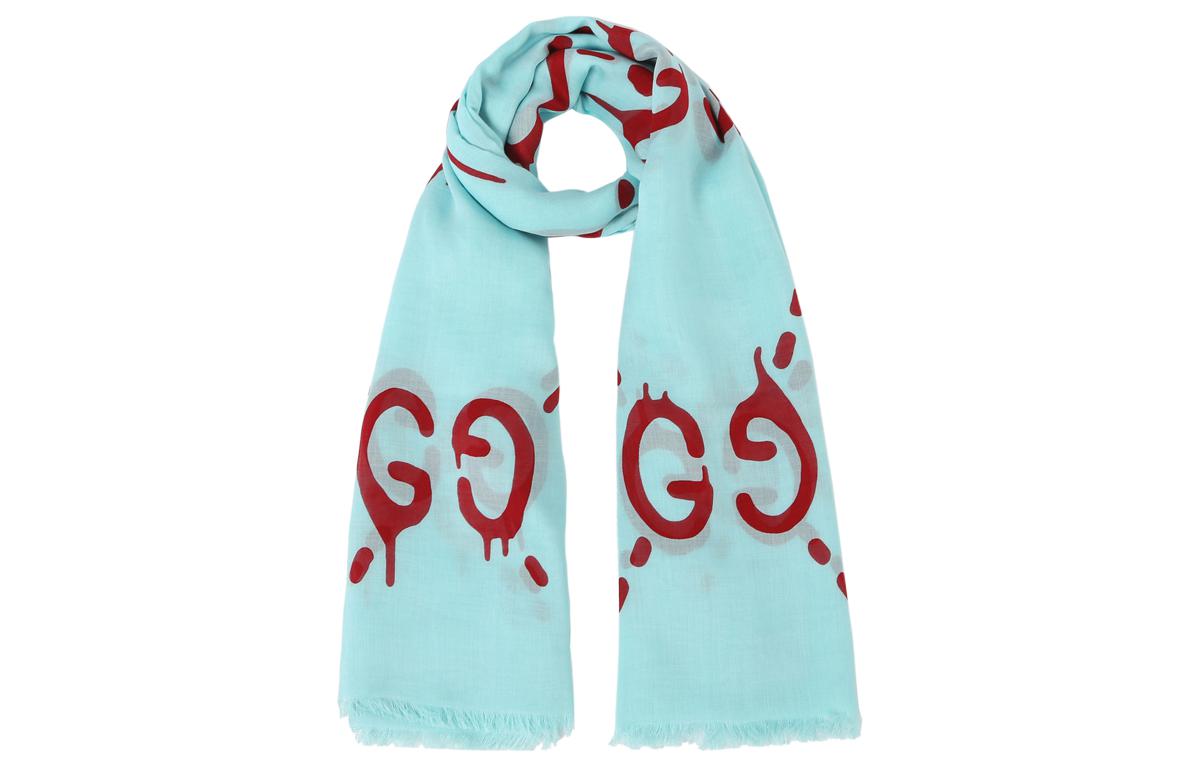 Order (W) 구찌 더블 G 모달 실크 스카프 티알/레드. 449009-3G856-4874