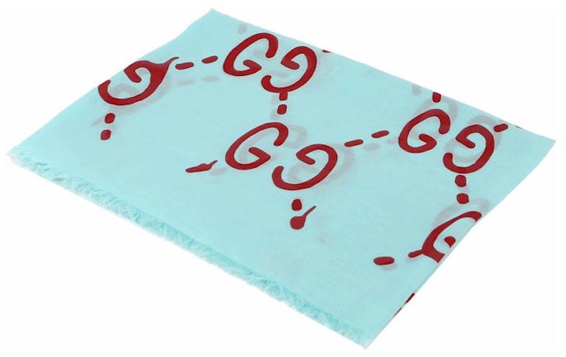 (W) 구찌 더블 G 모달 실크 스카프 티알/레드. 449009-3G856-4874 Lookbook (W) 구찌 더블 G 모달 실크 스카프 티알/레드. 449009-3G856-4874