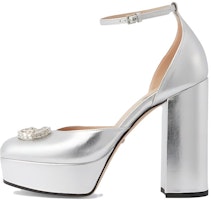 (Women) Gucci 'Double G Patent Leather Silver High Heels' 762386-B8B00-8106 (Women) Gucci 'Double G Patent Leather Silver High Heels' 762386-B8B00-8106