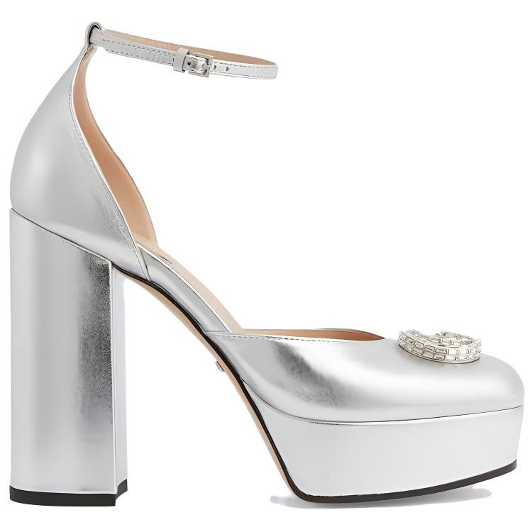 Order (W) Gucci Tacchi Alti in Pelle Verniciata Argento con Doppia G 762386-B8B00-8106