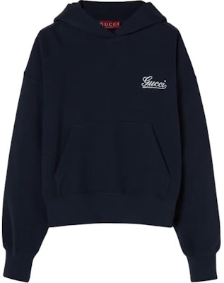 (Women) GUCCI Embroidered Logo Navy Blue Hoodie Pullover Sweatshirt 787274-XJGSY-4215 Buy (Women) GUCCI Embroidered Logo Navy Blue Hoodie Pullover Sweatshirt 787274-XJGSY-4215