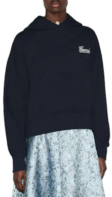 (Women) GUCCI Embroidered Logo Navy Blue Hoodie Pullover Sweatshirt 787274-XJGSY-4215 Shop (Women) GUCCI Embroidered Logo Navy Blue Hoodie Pullover Sweatshirt 787274-XJGSY-4215