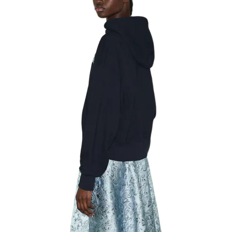 Details for (Women) GUCCI  Embroidered Logo Navy Blue Hoodie Pullover Sweatshirt 787274-XJGSY-4215