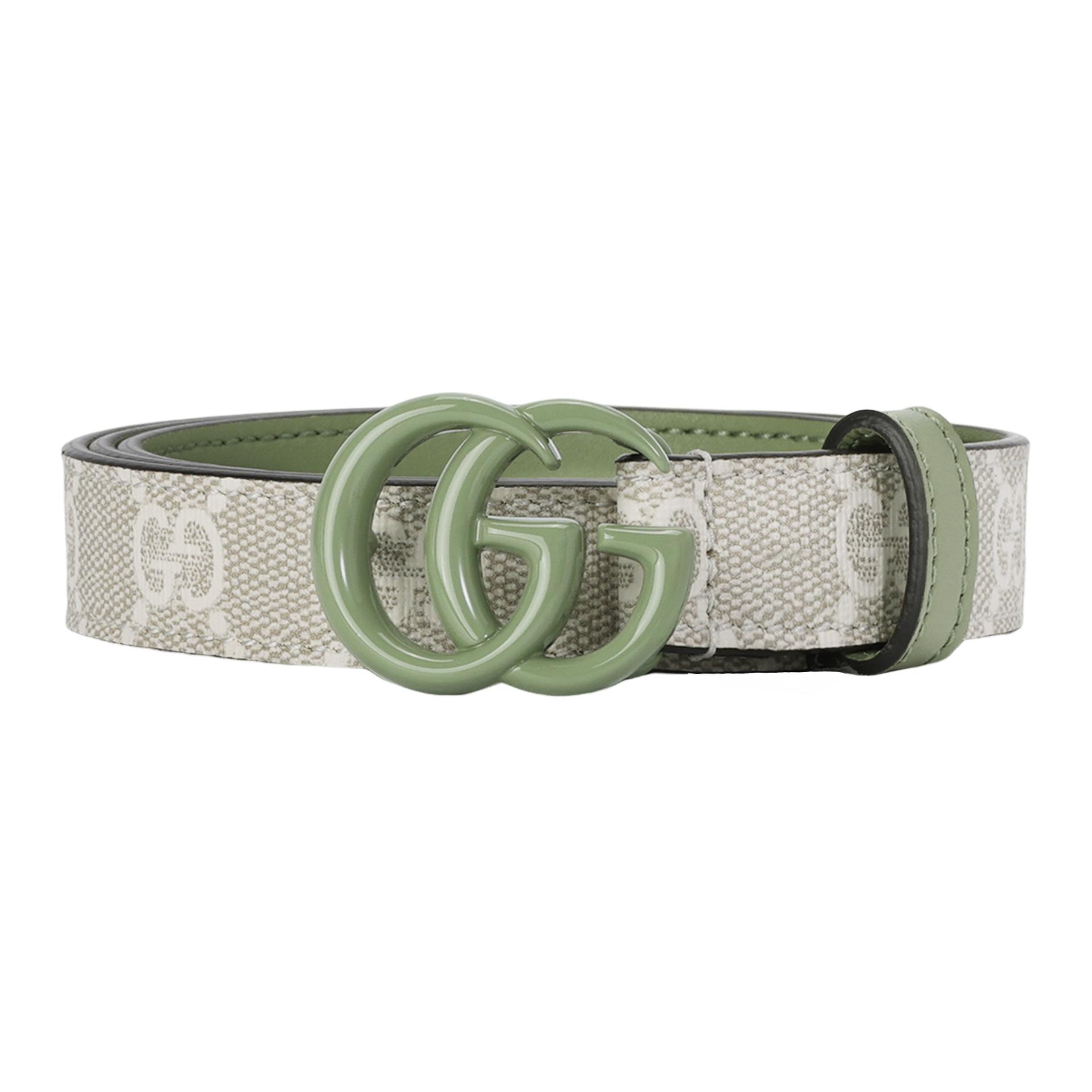 (Women) GUCCI  Fashion Simple Belt with Smooth Buckle in Off-White, 2cm Wide. 409417FAA6B8048