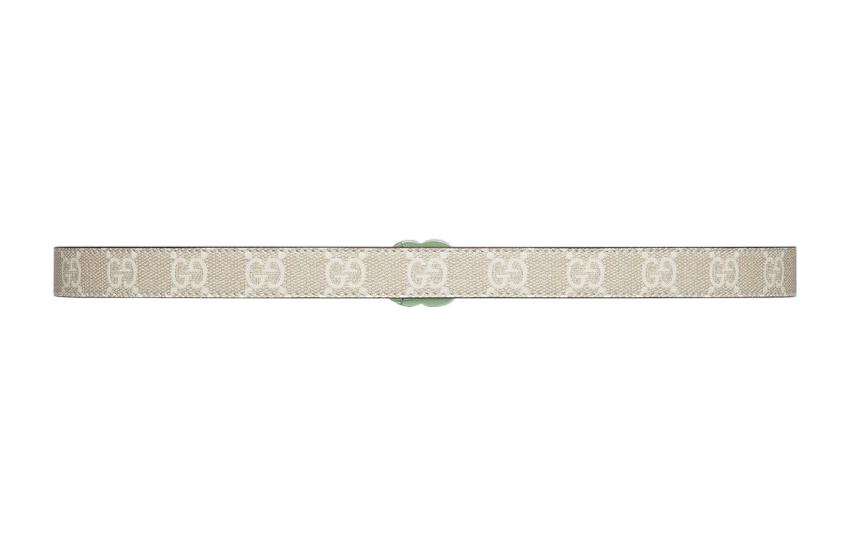 Lookbook (Women) GUCCI  Fashion Simple Belt with Smooth Buckle in Off-White, 2cm Wide. 409417FAA6B8048