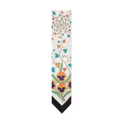 (Women) GUCCI Floral Print Classic Silk Scarf Beige/Black. 756912-3G001-9260
