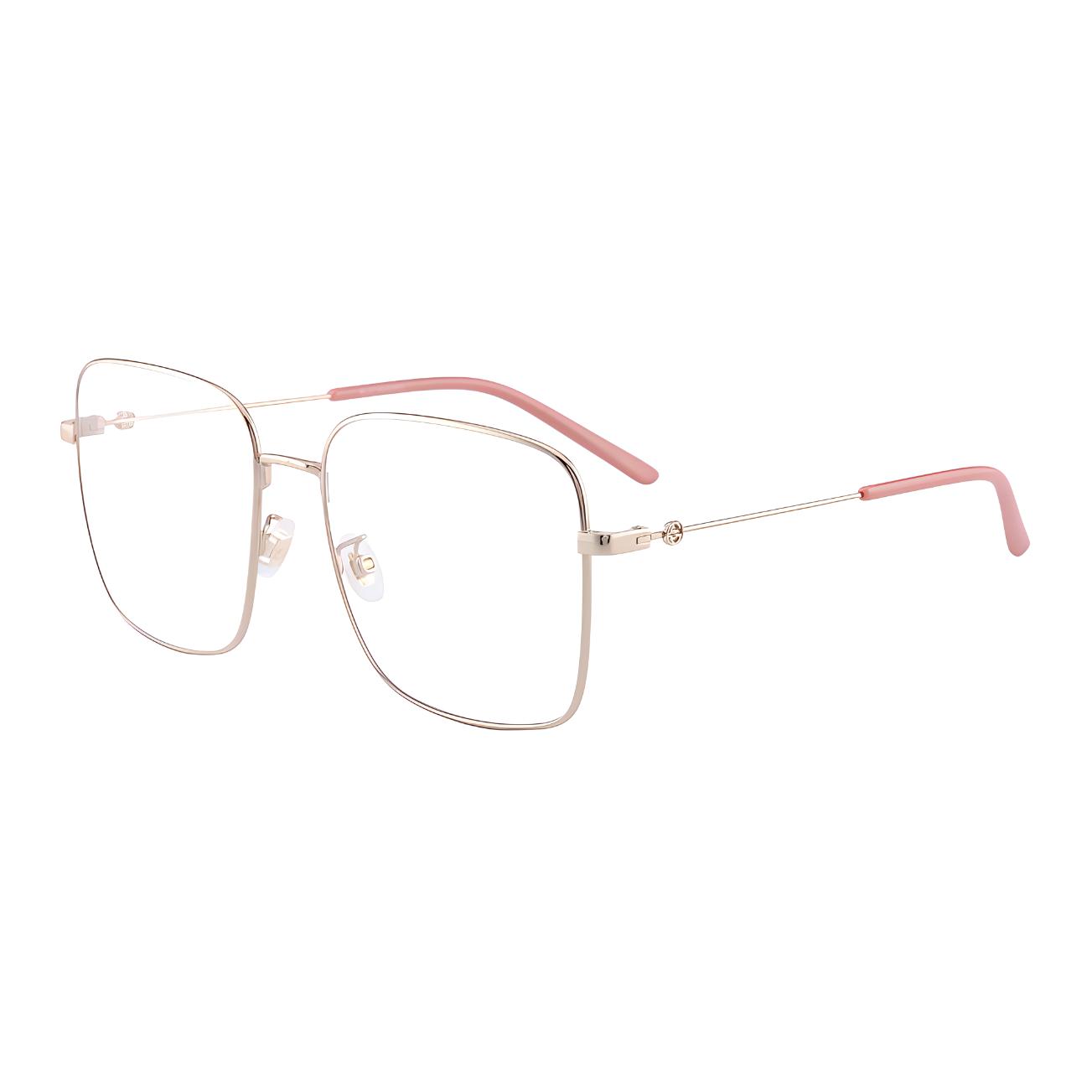 (Women) GUCCI  Gold Metal Square Optical Glasses with Engraved Logo GG0445
