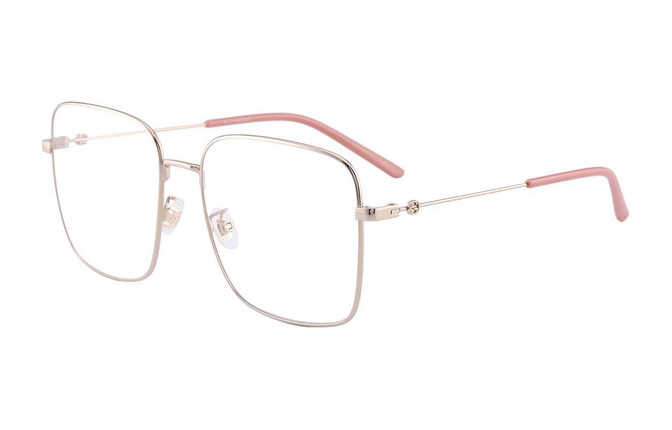 (Women) GUCCI  Gold Metal Square Optical Glasses with Engraved Logo GG0445 圖 2
