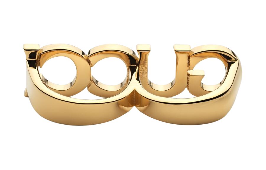 Shop (W) GUCCI Cincin Emas Multi-Ring Metallic Desain Huruf Berongga 789202I46008005