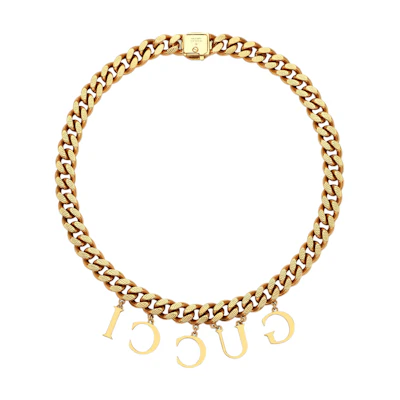 (Women) GUCCI Gold Necklace with Handwritten Script Design. 675769-I4600-8005