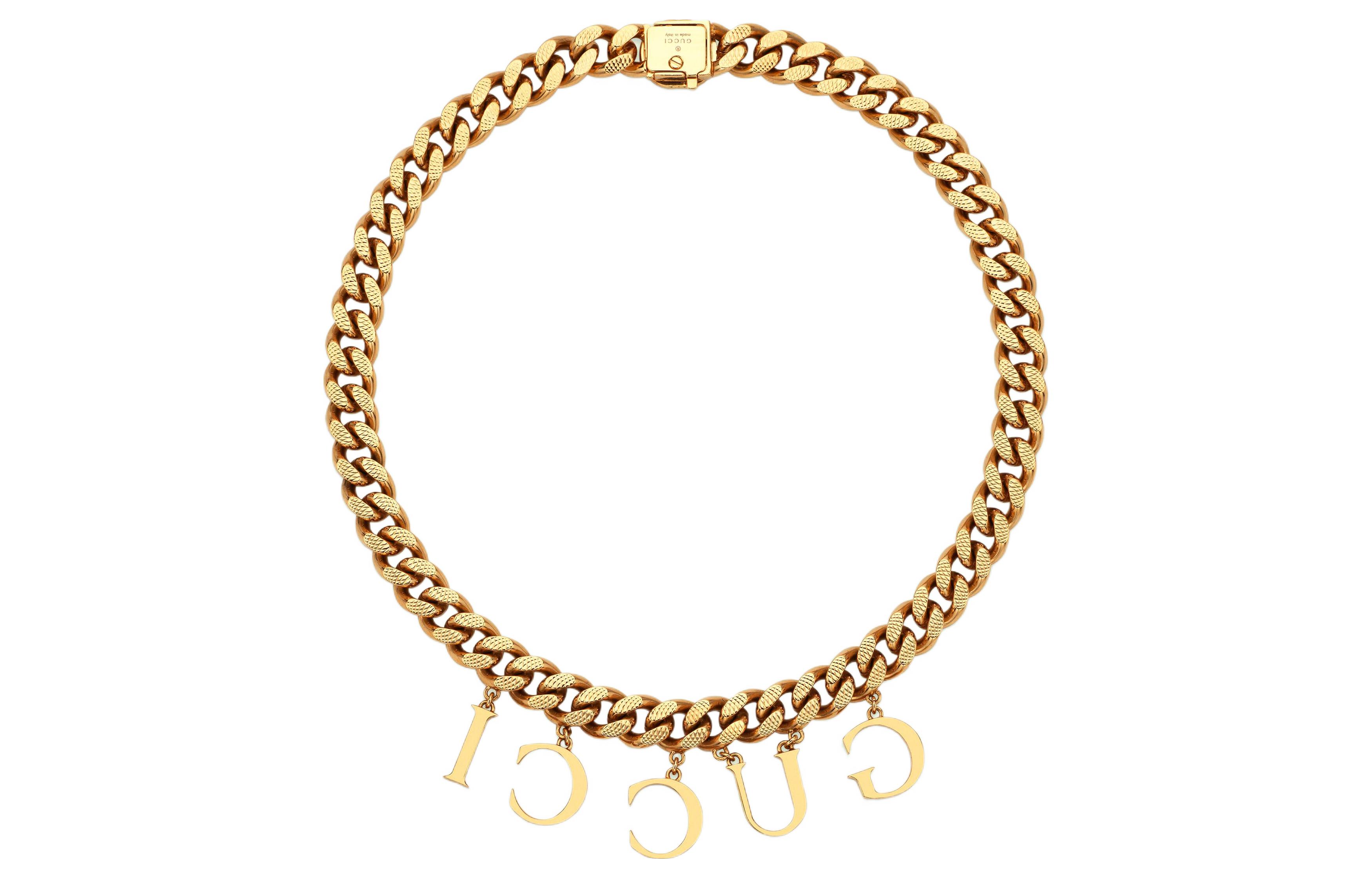 Order (W) GUCCI Collar Dorado con Diseño de Escritura a Mano. 675769-I4600-8005