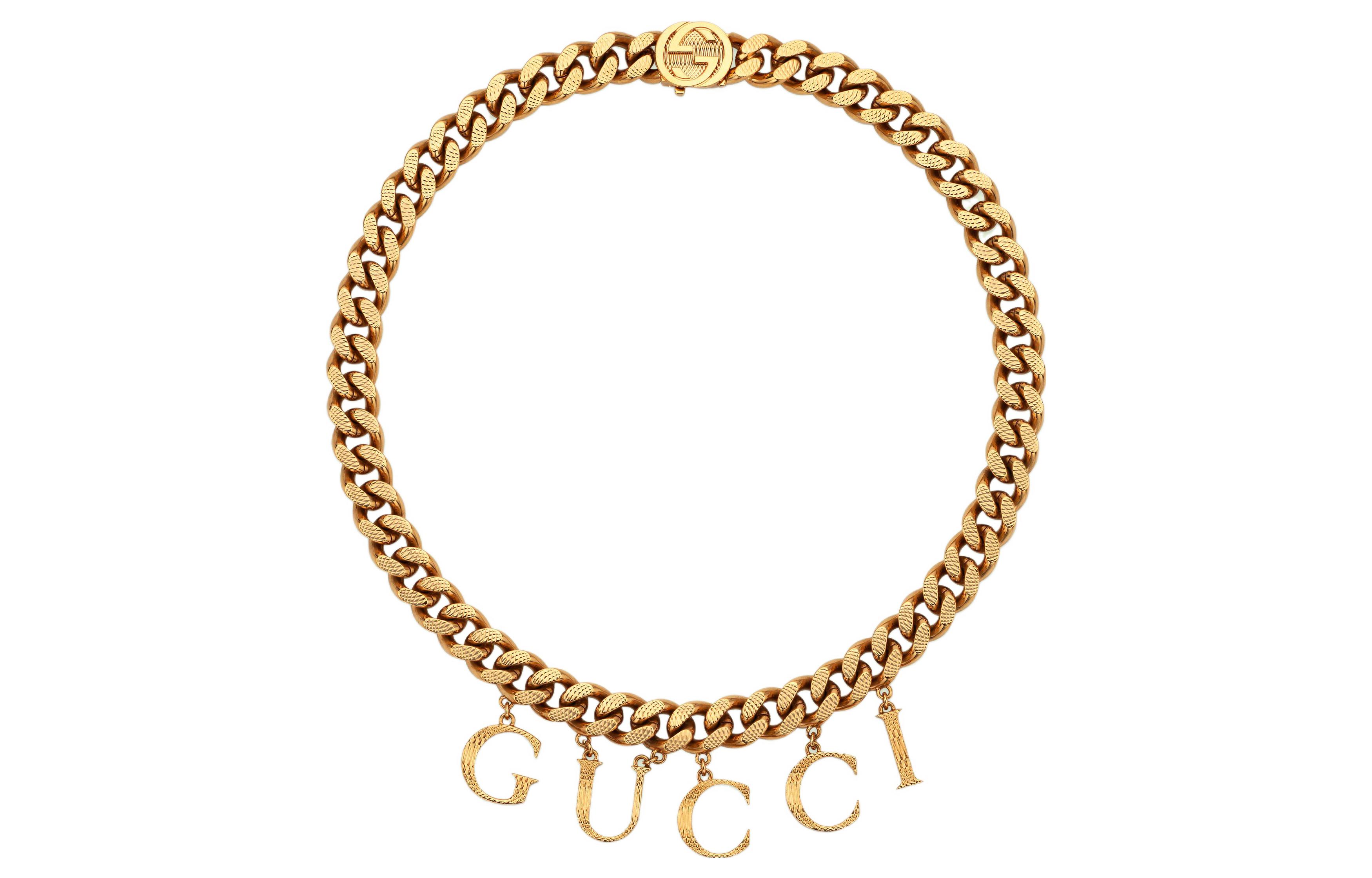 Lookbook (W) GUCCI Collar Dorado con Diseño de Escritura a Mano. 675769-I4600-8005