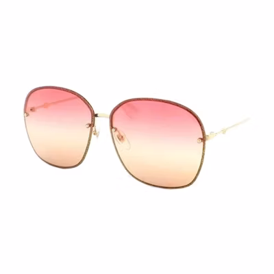 (Women) GUCCI Gold Round Metal Sunglasses Lightweight Luxury Series GG0228-005