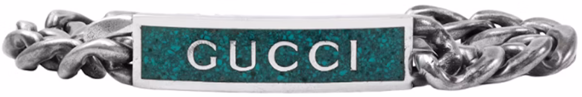 Order (W) GUCCI Gelang Perak 925 Gaya Vintage dengan Enamel Hijau. 678712-J8410-8183