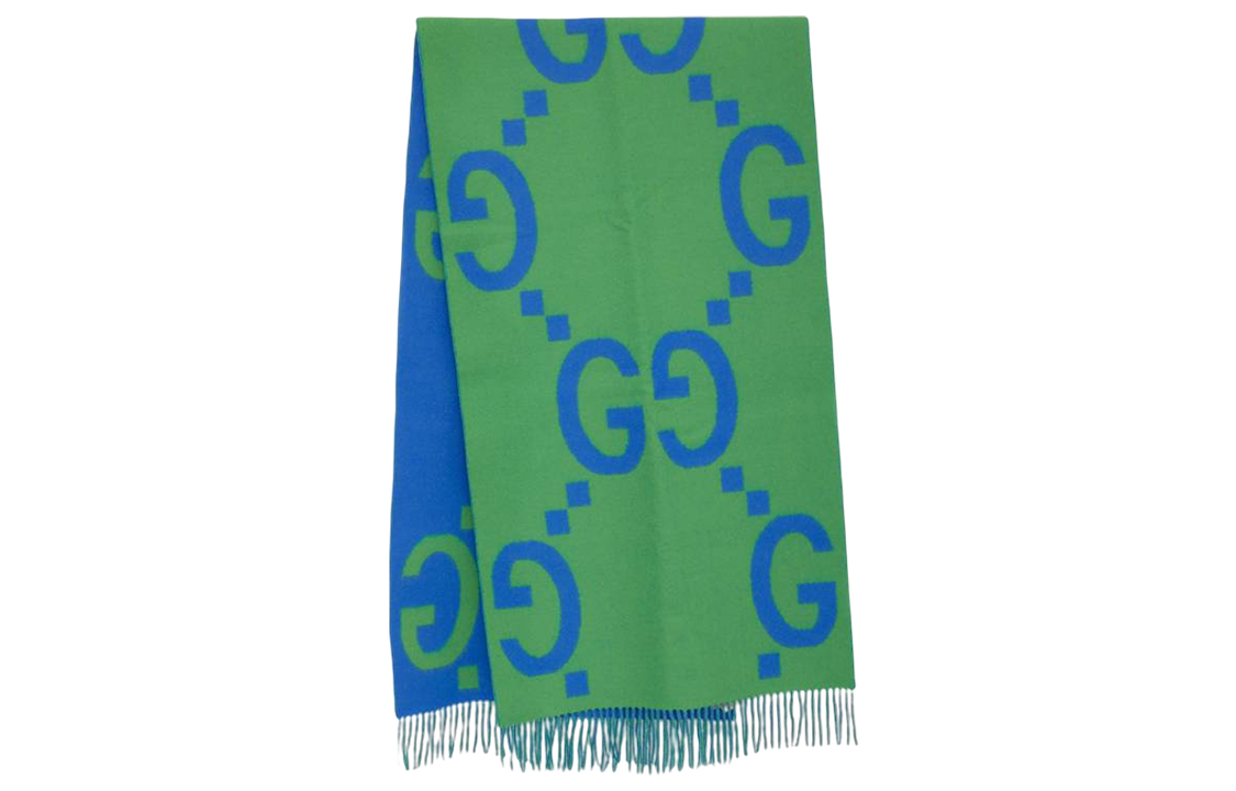 (Women) GUCCI  Green Knit Scarf with Letter Decoration. 7265263GAKN3468