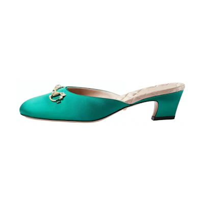(W) Gucci 'Green Satin Slide'