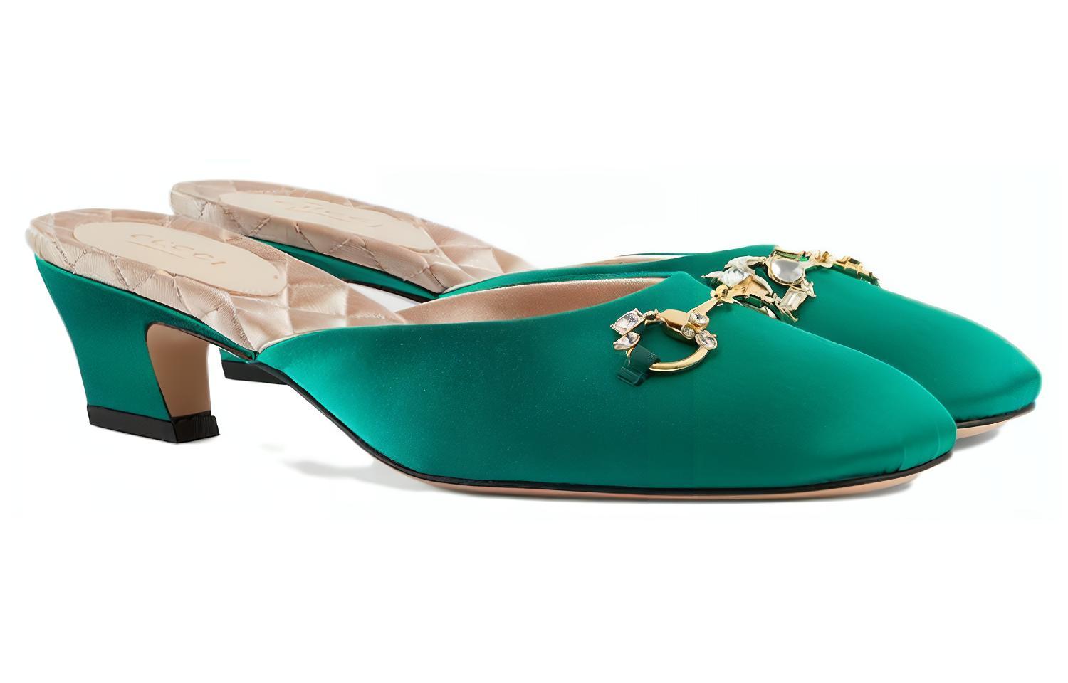 Lookbook (W) 구찌 그린 새틴 슬라이드 (Gucci Green Satin Slide) 757748-KND90-3776