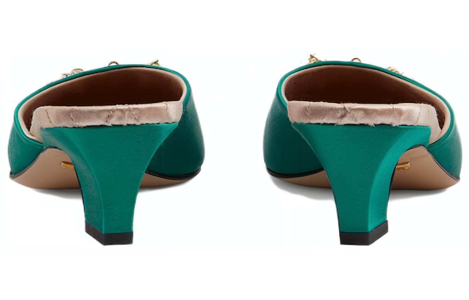 Shop (W) 구찌 그린 새틴 슬라이드 (Gucci Green Satin Slide) 757748-KND90-3776