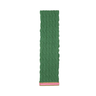(Women) GUCCI Green Scarf with Pink Striped Detail. 544777-3GB75-3772