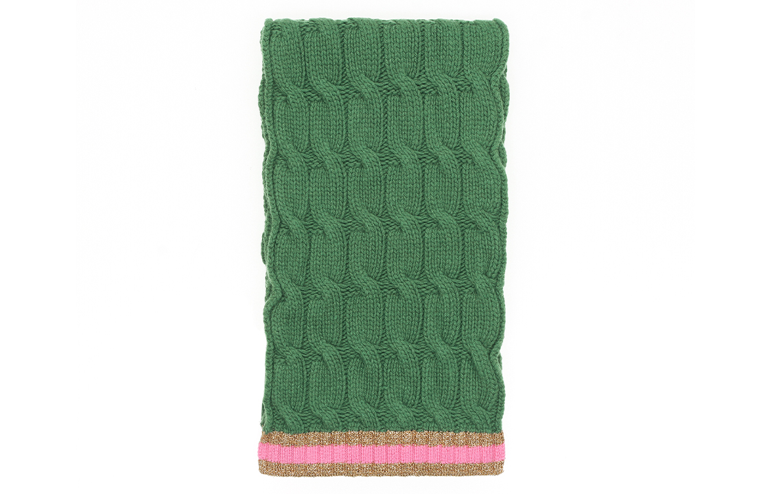 (Women) GUCCI  Green Scarf with Pink Striped Detail. 544777-3GB75-3772 圖 4