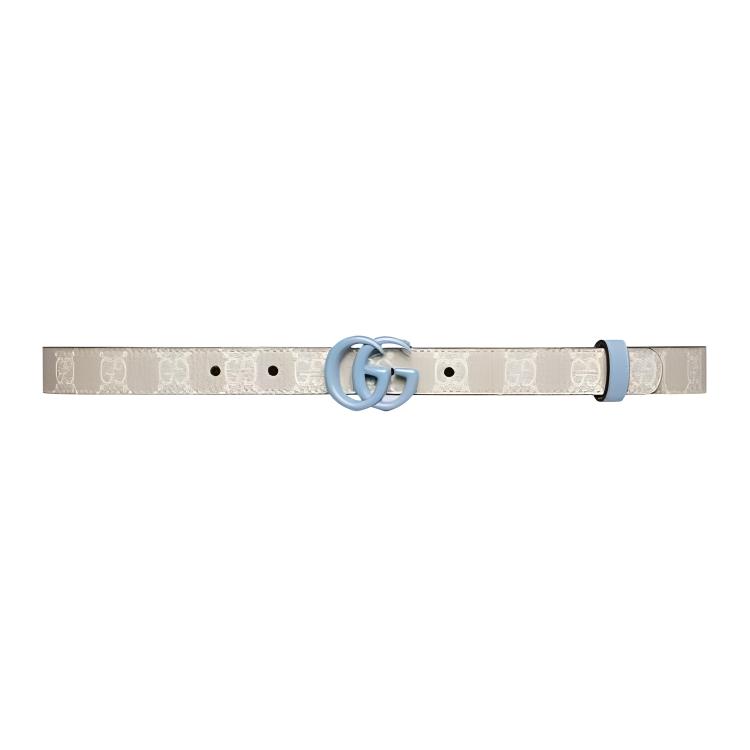(Women) GUCCI  Grey Canvas Smooth Buckle Belt 2cm. 409417FAA6B