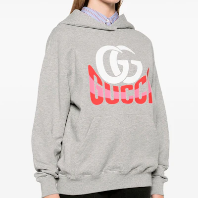 (Women) GUCCI Grey Hoodie with Logo Print Long Sleeve Pullover. 798680-XJGS2-1230 Details for (Women) GUCCI Grey Hoodie with Logo Print Long Sleeve Pullover. 798680-XJGS2-1230