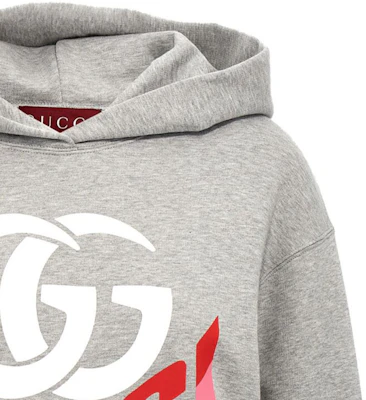 (Women) GUCCI Grey Hoodie with Logo Print Long Sleeve Pullover. 798680-XJGS2-1230 Cheap (Women) GUCCI Grey Hoodie with Logo Print Long Sleeve Pullover. 798680-XJGS2-1230